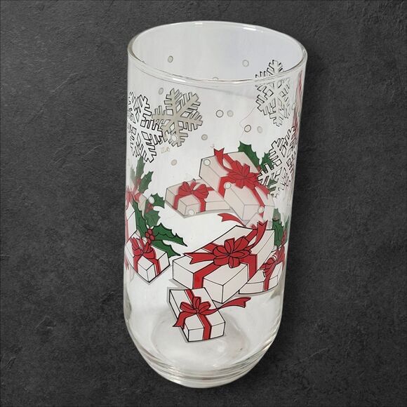 Set of 3 Vintage Luminarc Christmas Glasses Gifts Holly & Snowflakes Holiday - Picture 3 of 4